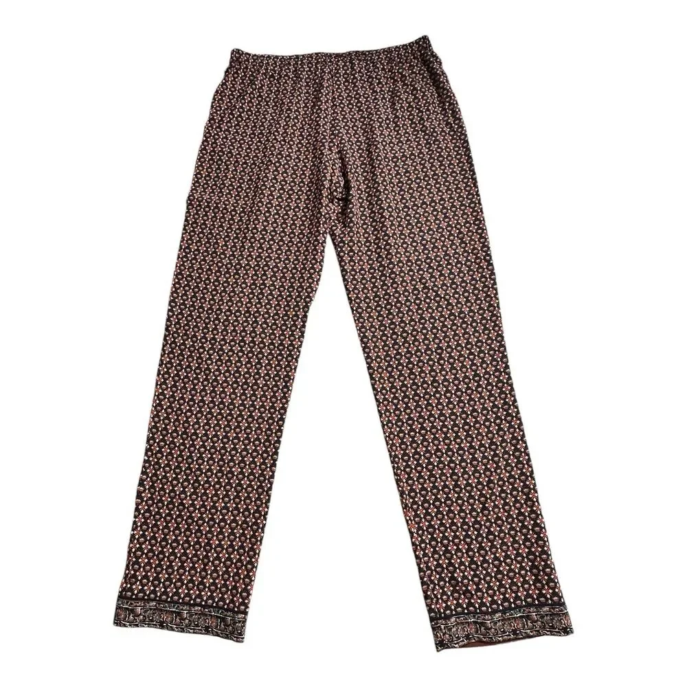 Tory Burch Women's Size 4 Elastic Waist Silk Summer Pants Floral Multicolor‎
